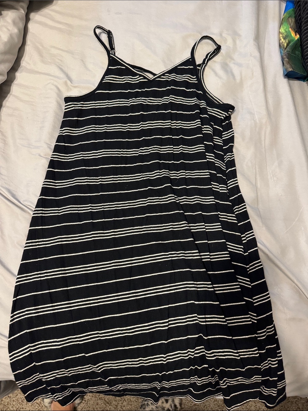 Mossimo Supply Co. Black and White Striped Midi Slip Dress